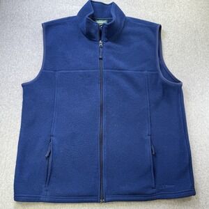 L.L. Bean Men's Polartec Recycled Fleece Vest Blue Size Large USA Fabric‎